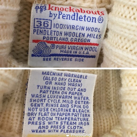 Vintage 60s Knockabouts by Pendleton Fisherman Cable Knit Sweater, 100% Wool - Picture 2 of 11